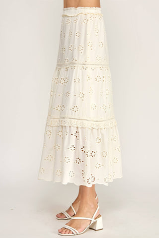 Lucille Ruffle Eyelet Skirt