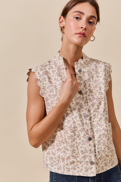 Fabiola Twill Button Up Vest
