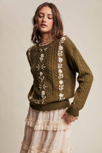 Rory Embroidered Cable Knit Sweater