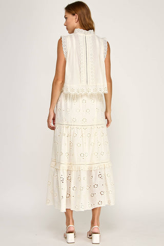 Lucille Ruffle Eyelet Skirt