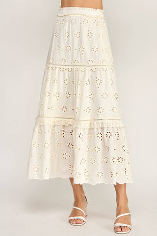Lucille Ruffle Eyelet Skirt