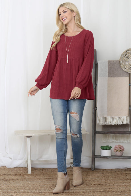 Babydoll Waffle Knit Top