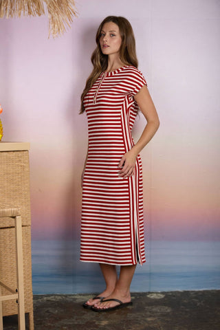 Emery Knit Midi Dress in Red
