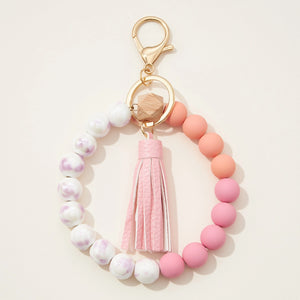 Bead Bracelet Keychains with Tassel