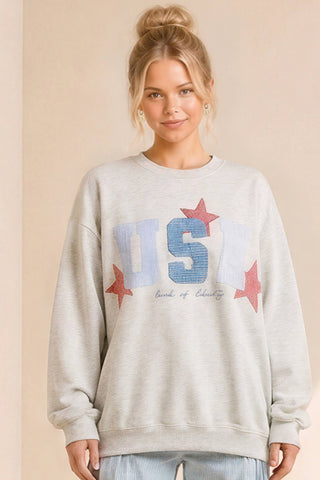 USA Patchwork Crewneck Top