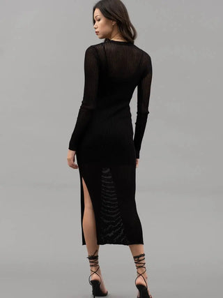 Frances Sheer Rib Knit Midi Dress