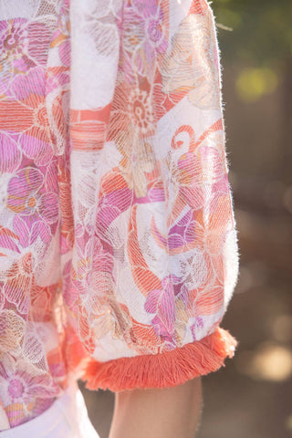 Elysa Floral Embroidered Fringe Top