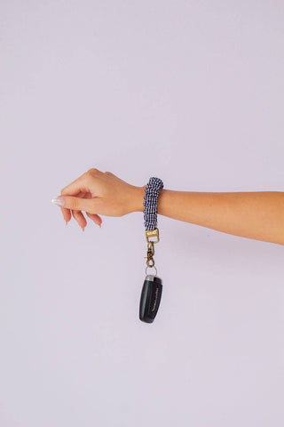 Inky Black Gingham Keychain