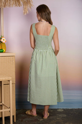 green plaid midi dress Clover Plaid Midi Dress