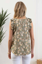 Olive Floral Top in Olive