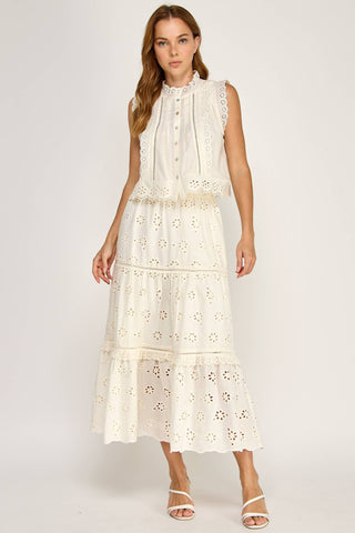 Lucille Ruffle Eyelet Skirt
