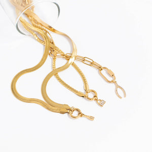 18K Gold Curb Charm Holder Necklace