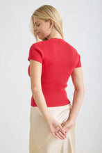 Minimal Knit Cardigan in Red