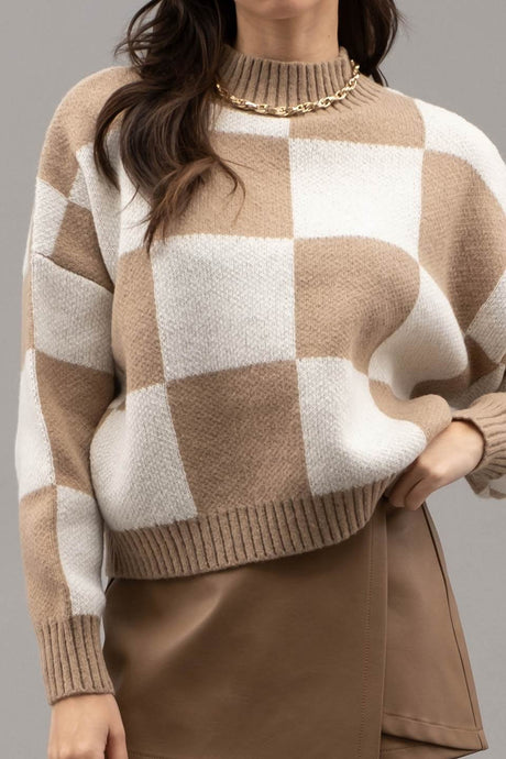 Squared Away Knit Sweater in Ivory