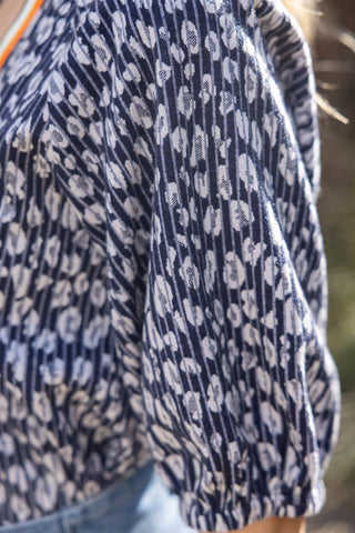 Betsy Floral and Stripe Textured Knit Top