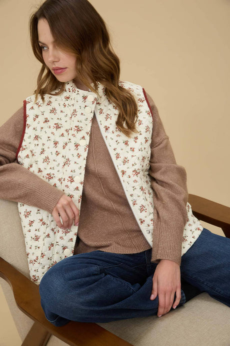 Jess Floral Quilted Puffer Vest