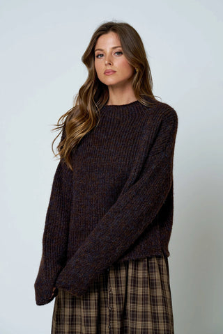 Cassia Oversized Knit Sweater in Brown