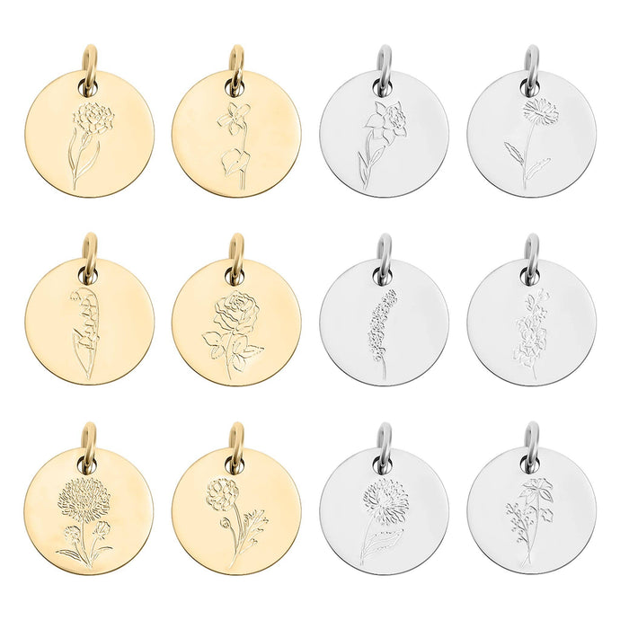 18K Gold Birth Flower Charm