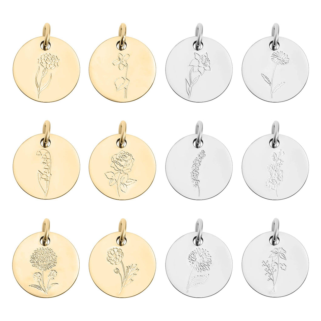 18K Gold Birth Flower Charm