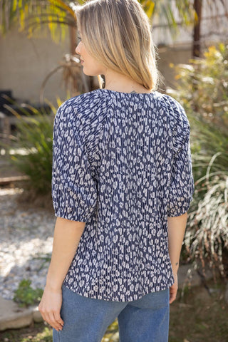 Betsy Floral and Stripe Textured Knit Top