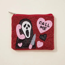 Scream Call Me Seed Bead Canvas Pouch