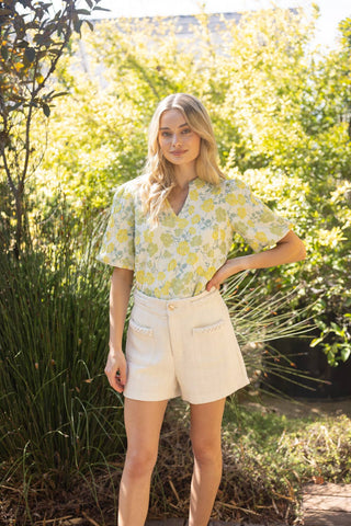 Paula Floral Jaquard Top