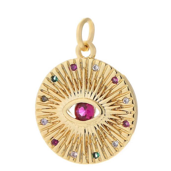 Pink Round Eye Sunburst Charm