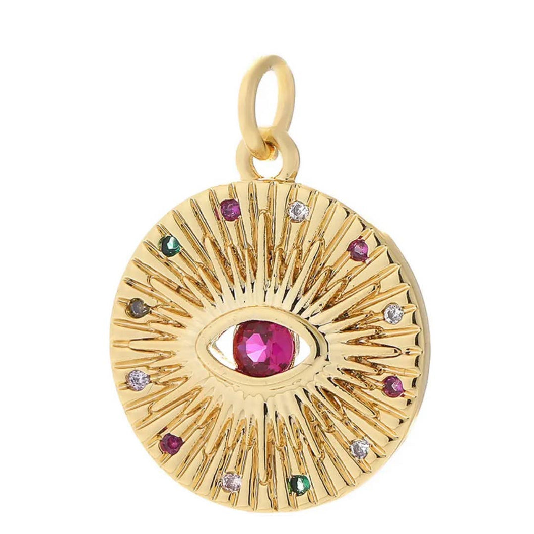 Pink Round Eye Sunburst Charm