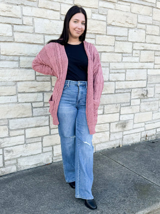 Coffee Runs Cardigan in Mauve