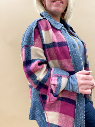 Myra Denim Plaid Shacket