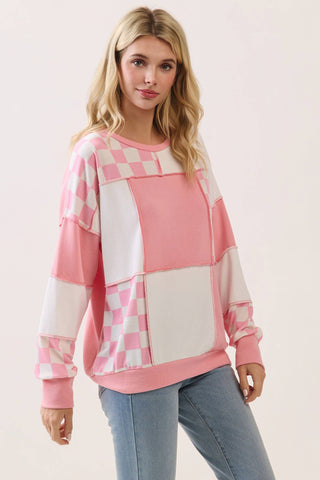 Pretty in Pink Patchwork Pullover Top
