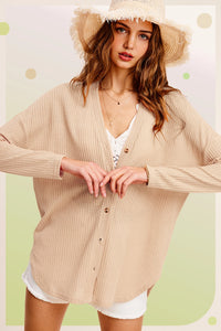 Everyday Waffle Knit Cardigan in Sand