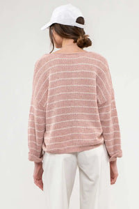 Danica Drop Shoulder Knit Sweater in Mauve