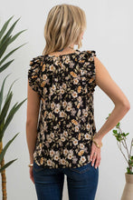 Olive Floral Top in Black