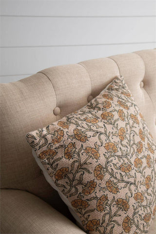 Knubby Slub Block Print, Dandelion Pillow