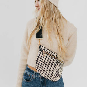 Westlyn Woven Bum Bag in Checkered Black