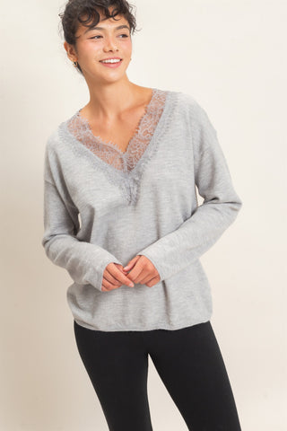 Emilia Lace Trim Sweater