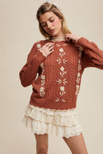 Rory Embroidered Cable Knit Sweater