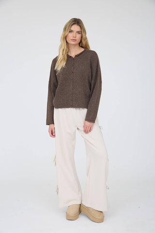 Siena Button Down Cardigan in Brown