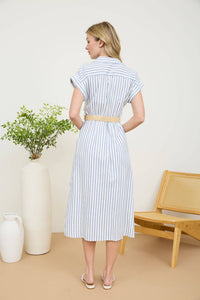 Mia Button Down Midi Dress in Navy