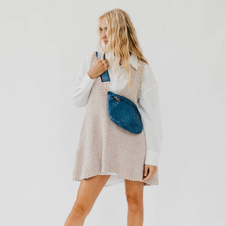Westlyn Woven Bum Bag in Metallic Gunmetal