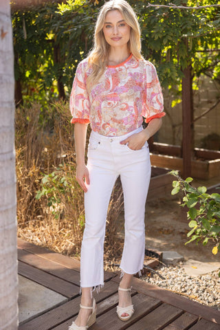 Elysa Floral Embroidered Fringe Top