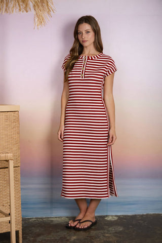 Emery Knit Midi Dress in Red