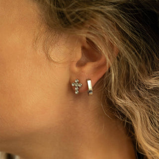 Round Stone Cross Earrings