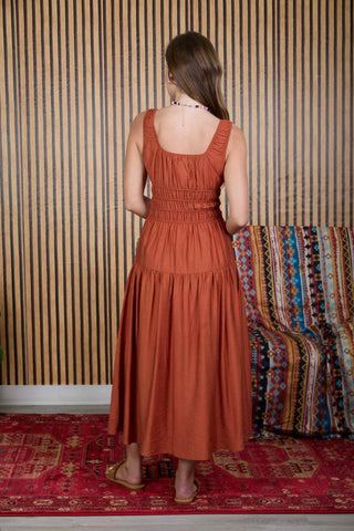 Delilah Shirred Waist Midi Dress