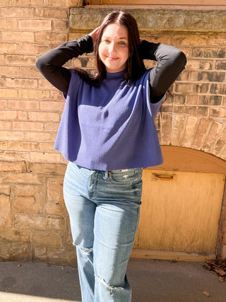 In Your Lane Sweater Top in Marlin