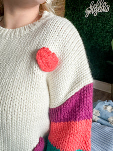 3D Heart Crochet Sweater