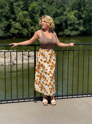 Anna Midi Skirt in Amber Floral