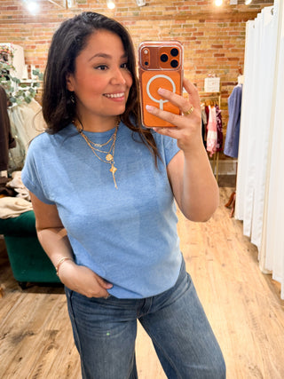 The Sadie Cotton Tee in Ocean Blue