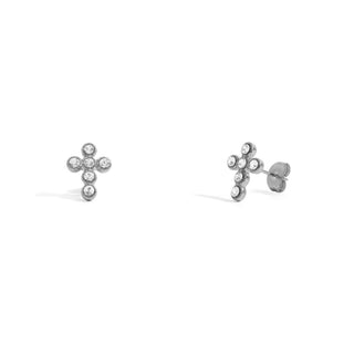 Round Stone Cross Earrings